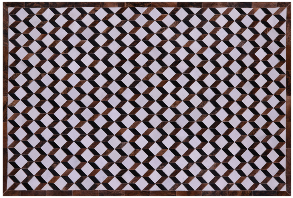 Brown & White Natural Cowhide Hand Stitched Rug - Manhattan Rugs