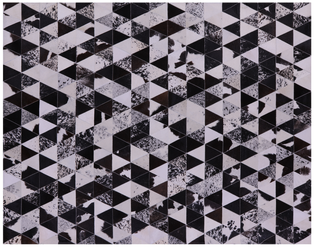 Black & White Salt & Pepper Natural Cowhide Hand Stitched Rug - Manhattan Rugs