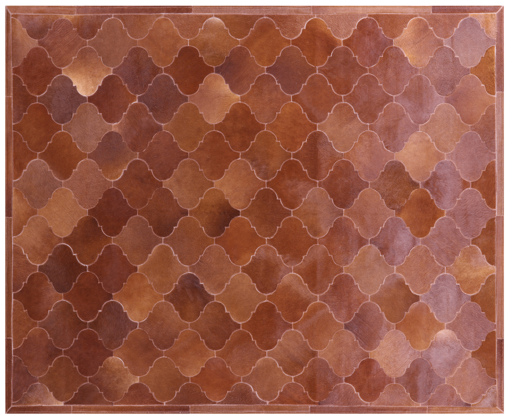 Lantern Tile Brown Natural Cowhide Hand Stitched Rug - Manhattan Rugs