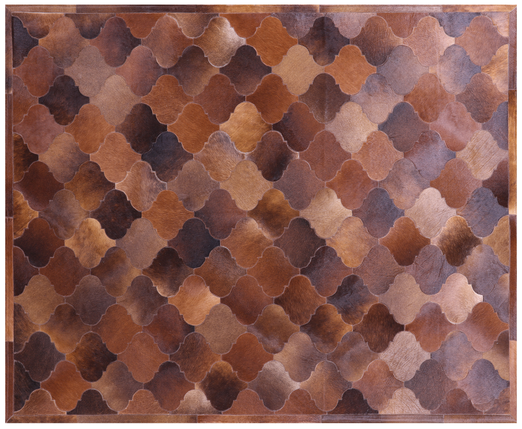 Lantern Tile Brown Natural Cowhide Hand Stitched Rug - Manhattan Rugs