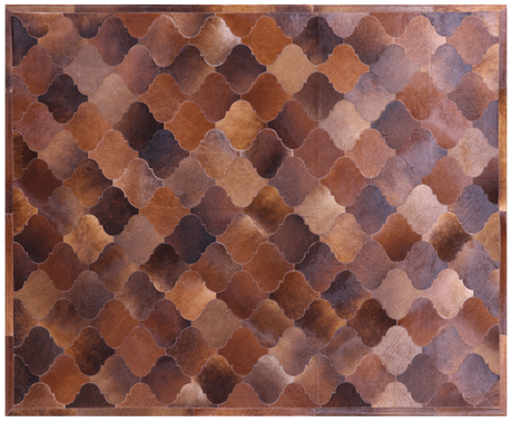 Lantern Tile Brown Natural Cowhide Hand Stitched Rug - Manhattan Rugs