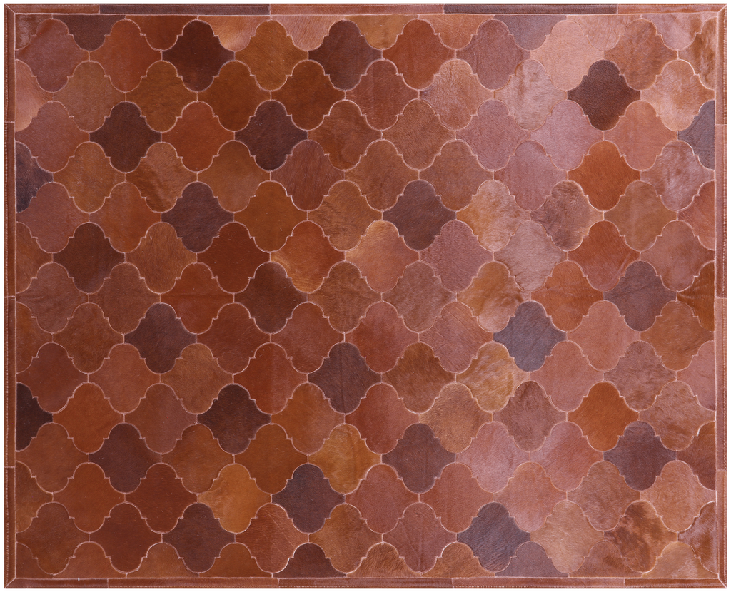 Lantern Tile Brown Natural Cowhide Hand Stitched Rug - Manhattan Rugs