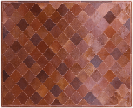 Lantern Tile Brown Natural Cowhide Hand Stitched Rug - Manhattan Rugs