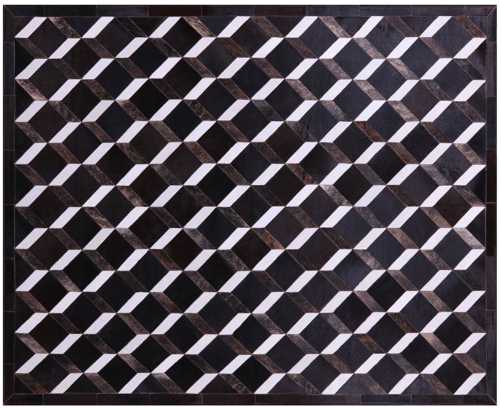 Black & White Natural Brown Cowhide Hand Stitched Rug - Manhattan Rugs