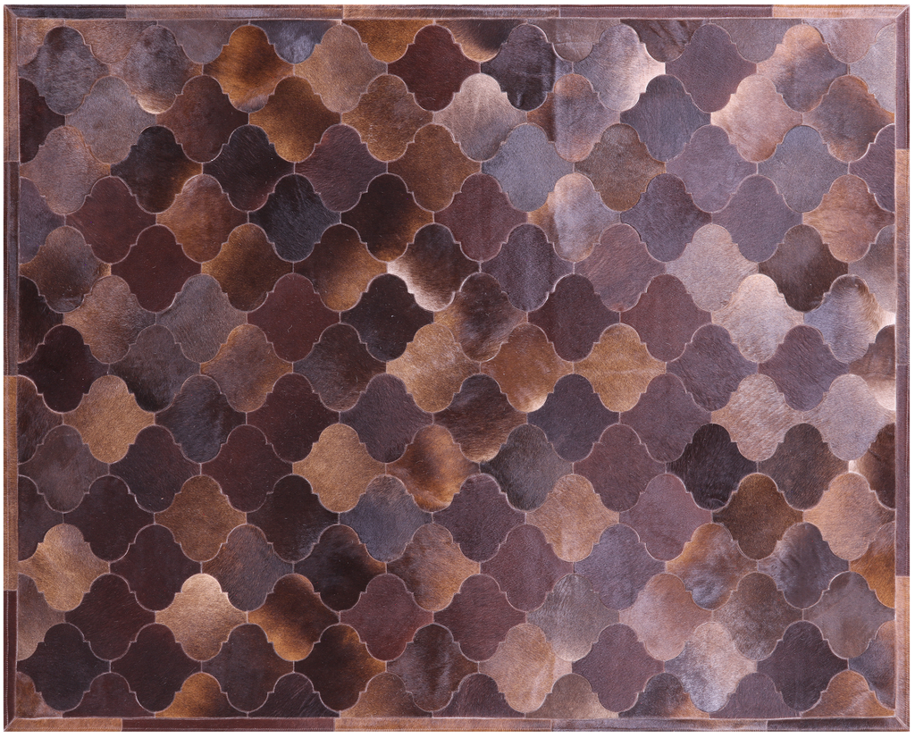 Lantern Tile Brown Natural Cowhide Hand Stitched Rug - Manhattan Rugs