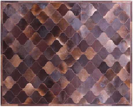 Lantern Tile Brown Natural Cowhide Hand Stitched Rug - Manhattan Rugs