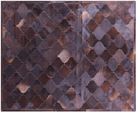 Lantern Tile Brown Natural Cowhide Hand Stitched Rug - Manhattan Rugs