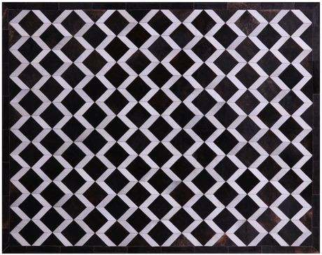 Brown & White Natural Cowhide Hand Stitched Rug - Manhattan Rugs