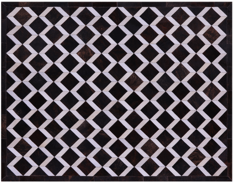 Brown & White Natural Cowhide Hand Stitched Rug - Manhattan Rugs