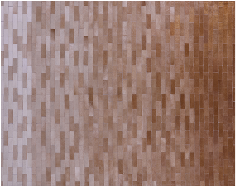 Brown & White Gradient Brickwork Natural Cowhide Hand Stitched Rug - Manhattan Rugs
