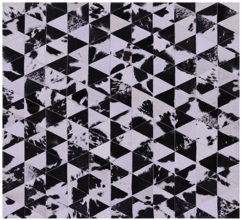 Black & White Natural Cowhide Hand Stitched Rug - Manhattan Rugs