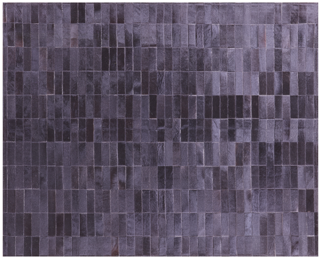 Black Brickwork Natural Cowhide Hand Stitched Rug - Manhattan Rugs