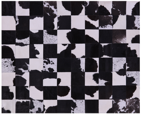 Black & White Salt & Pepper Natural Cowhide Hand Stitched Rug - Manhattan Rugs