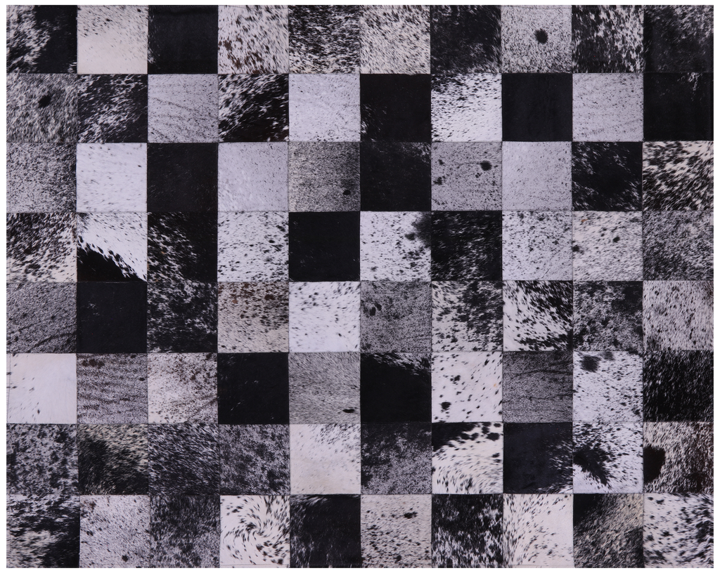 Black & White Natural Salt & Pepper Cowhide Hand Stitched Rug - Manhattan Rugs