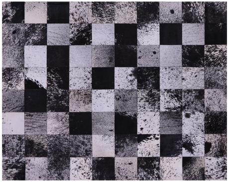 Black & White Natural Salt & Pepper Cowhide Hand Stitched Rug - Manhattan Rugs