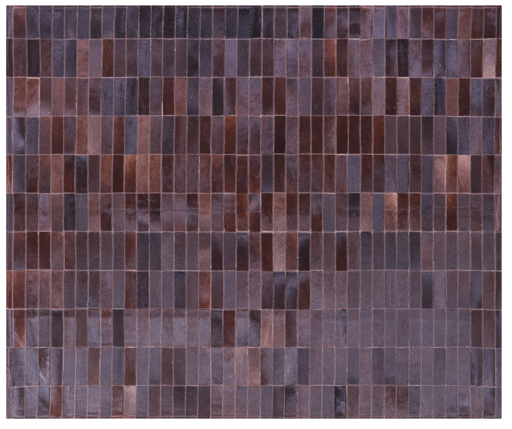 Brown Brickwork Natural Cowhide Hand Stitched Rug - Manhattan Rugs