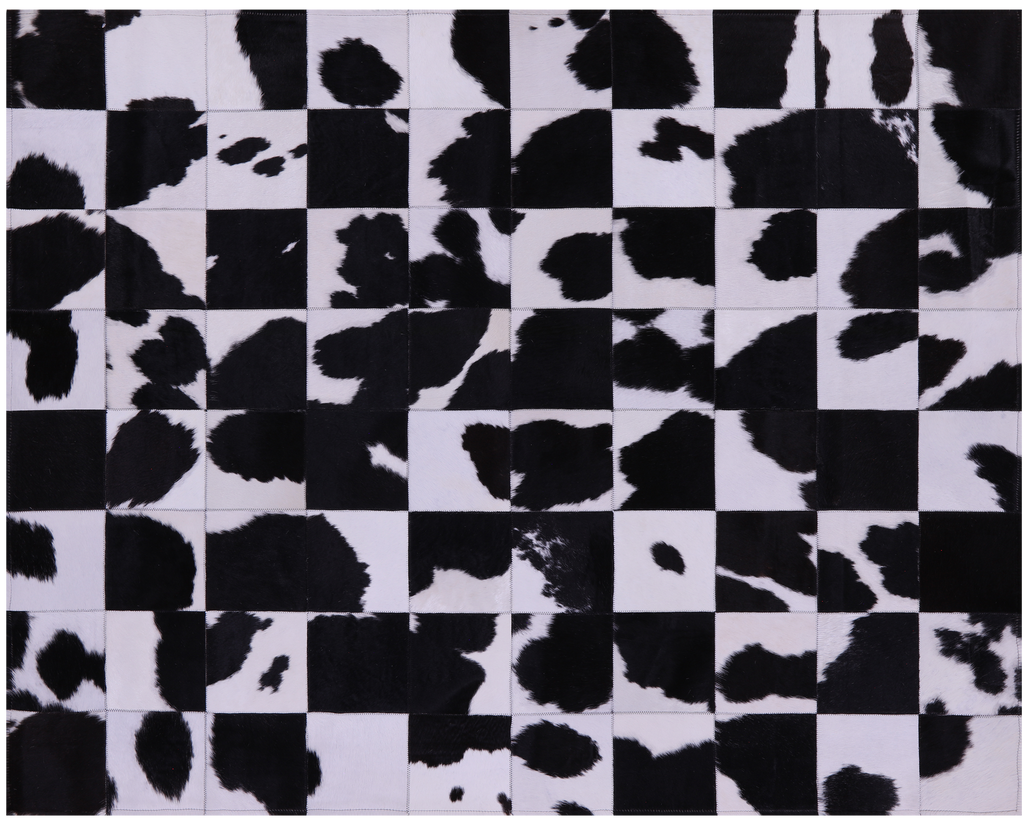 Black & White Natural Cowhide Hand Stitched Rug - Manhattan Rugs