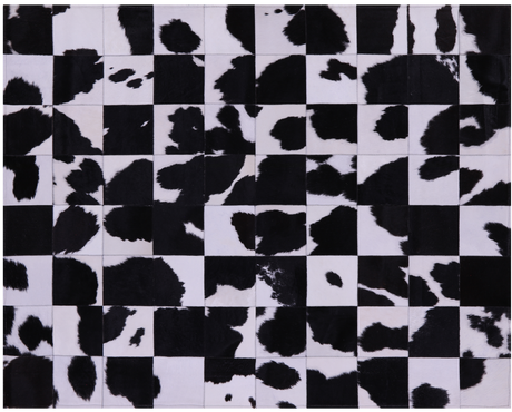 Black & White Natural Cowhide Hand Stitched Rug - Manhattan Rugs
