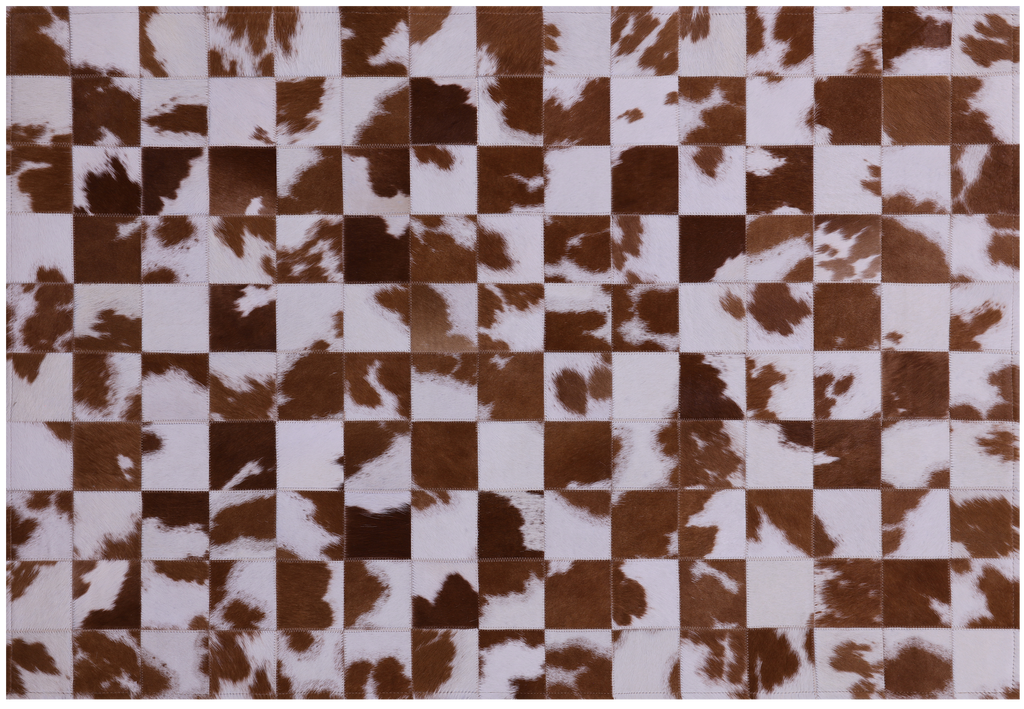 Brown & White Natural Cowhide Hand Stitched Rug - Manhattan Rugs