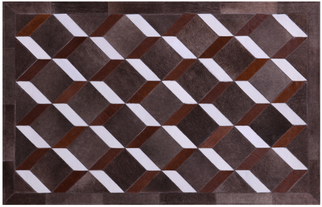 Brown & White Natural Cowhide Hand Stitched Rug - Manhattan Rugs