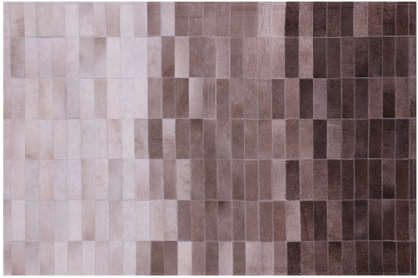 Brown & White Gradient Brickwork Natural Cowhide Hand Stitched Rug - Manhattan Rugs
