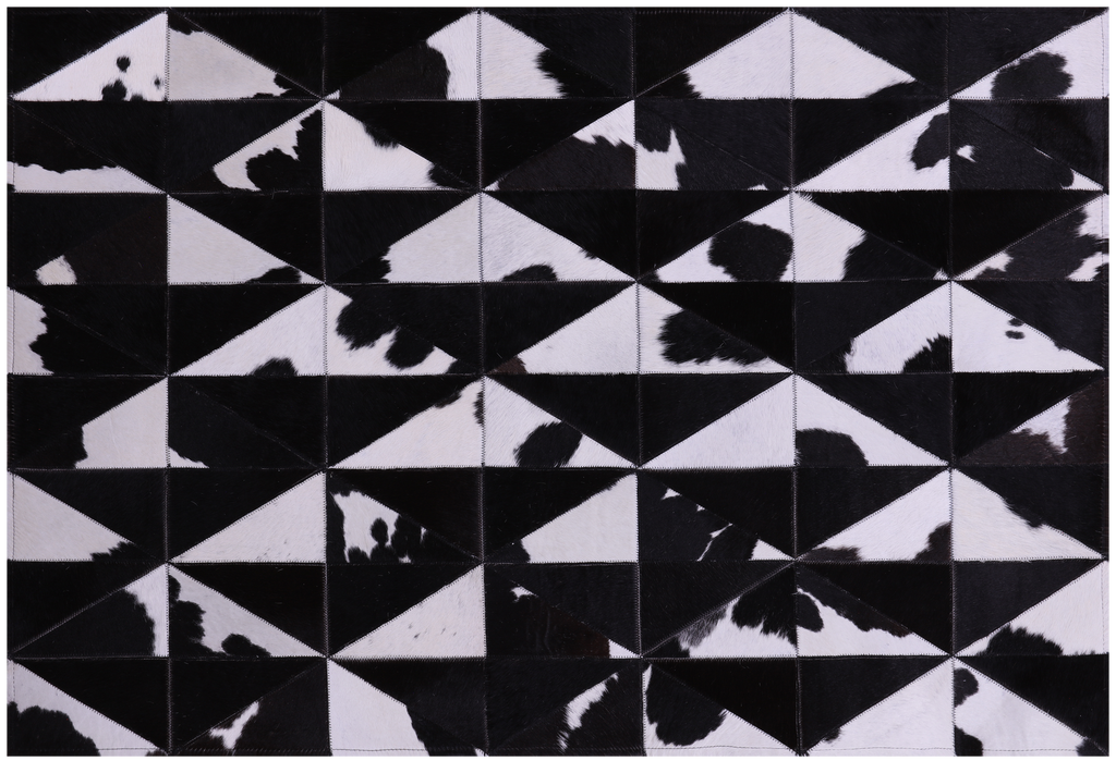 Black & White Natural Cowhide Hand Stitched Rug - Manhattan Rugs