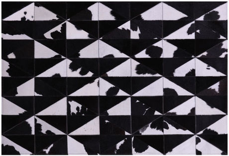 Black & White Natural Cowhide Hand Stitched Rug - Manhattan Rugs