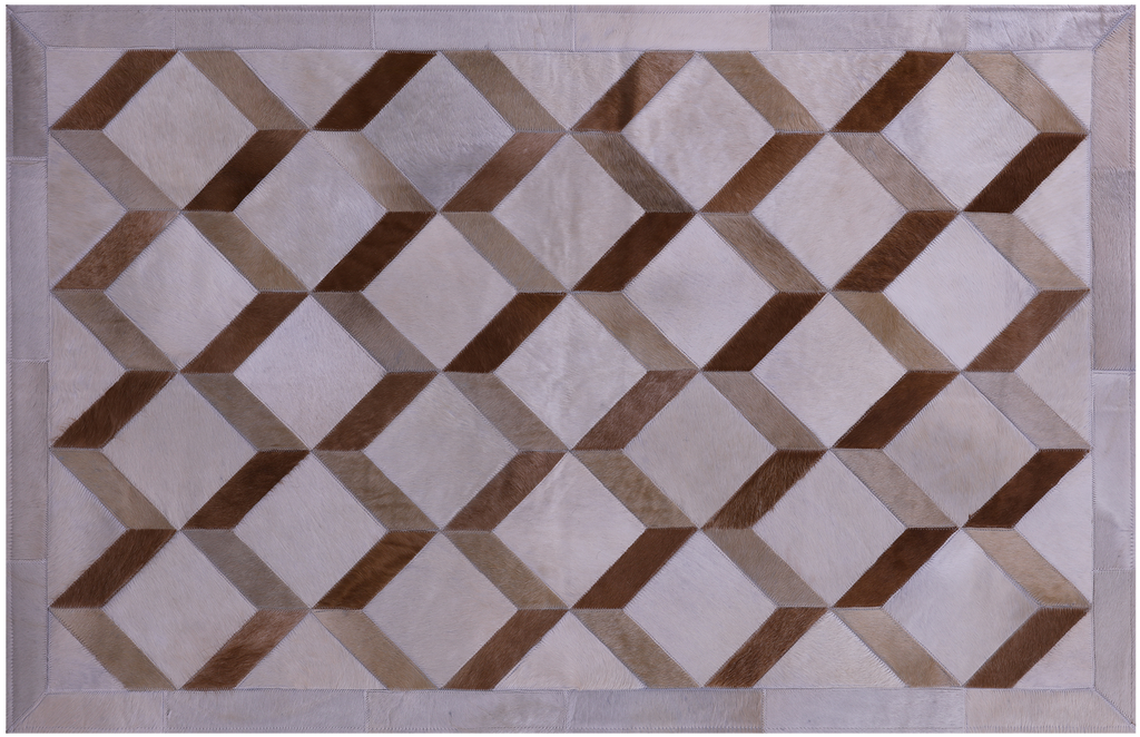 Brown Natural Cowhide Hand Stitched Rug - Manhattan Rugs