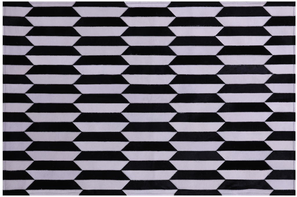 Black & White Natural Cowhide Hand Stitched Rug - Manhattan Rugs