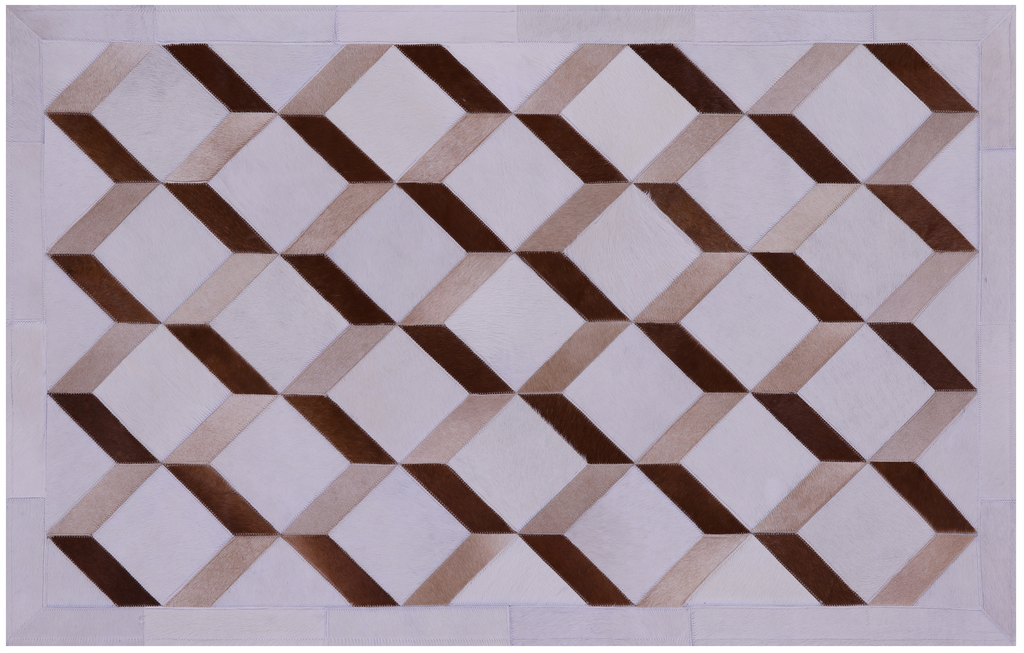 Brown & White Natural Cowhide Hand Stitched Rug - Manhattan Rugs