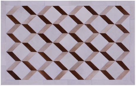 Brown & White Natural Cowhide Hand Stitched Rug - Manhattan Rugs