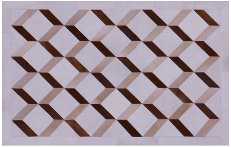 Brown & White Natural Cowhide Hand Stitched Rug - Manhattan Rugs