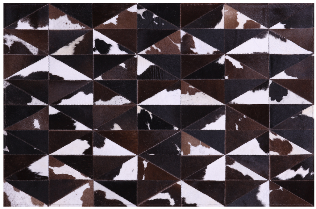 Brown & White Natural Cowhide Hand Stitched Rug - Manhattan Rugs