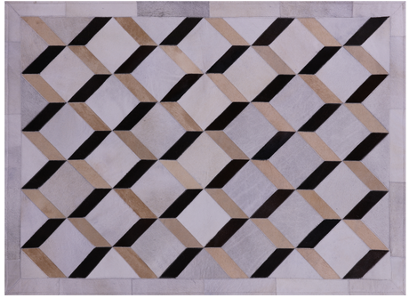 Brown & White Natural Cowhide Hand Stitched Rug - Manhattan Rugs