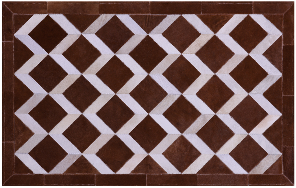 Brown & White Natural Cowhide Hand Stitched Rug - Manhattan Rugs