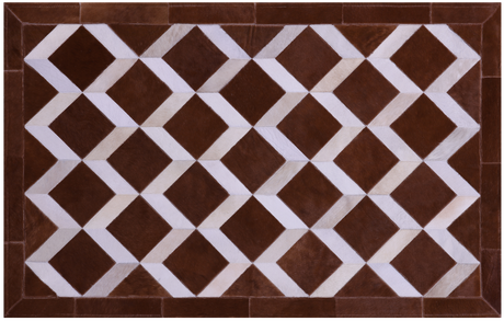 Brown & White Natural Cowhide Hand Stitched Rug - Manhattan Rugs