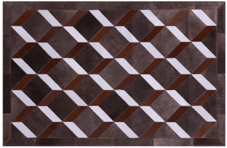Brown & White Natural Cowhide Hand Stitched Rug - Manhattan Rugs