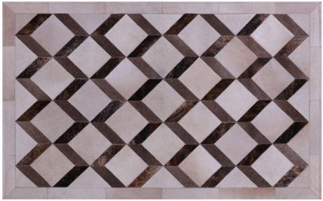Brown & White Natural Cowhide Hand Stitched Rug - Manhattan Rugs