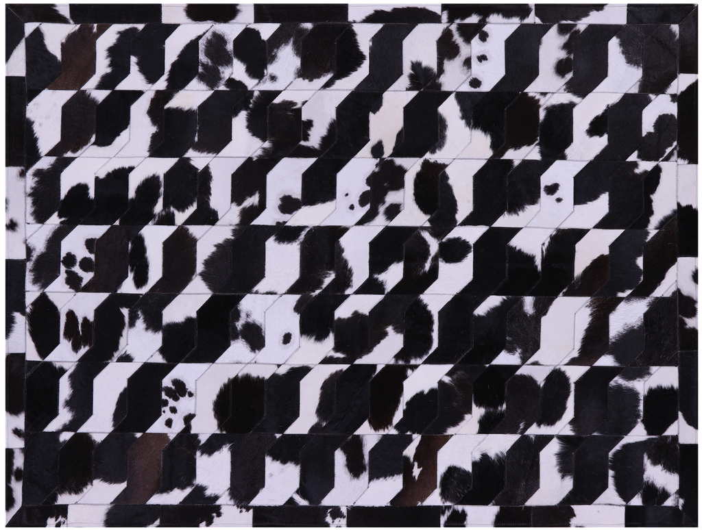 Black & White Natural Cowhide Hand Stitched Rug - Manhattan Rugs