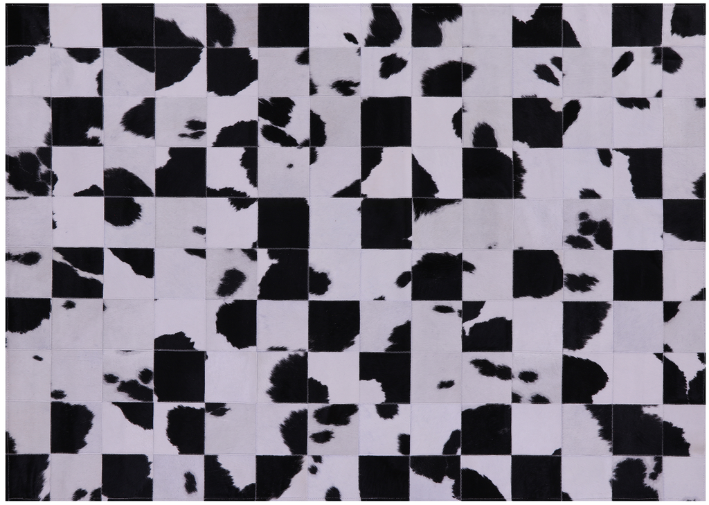Black & White Natural Cowhide Hand Stitched Rug - Manhattan Rugs