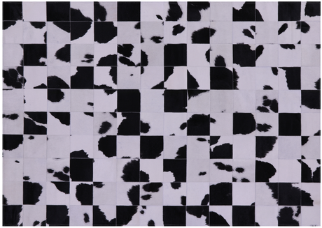 Black & White Natural Cowhide Hand Stitched Rug - Manhattan Rugs