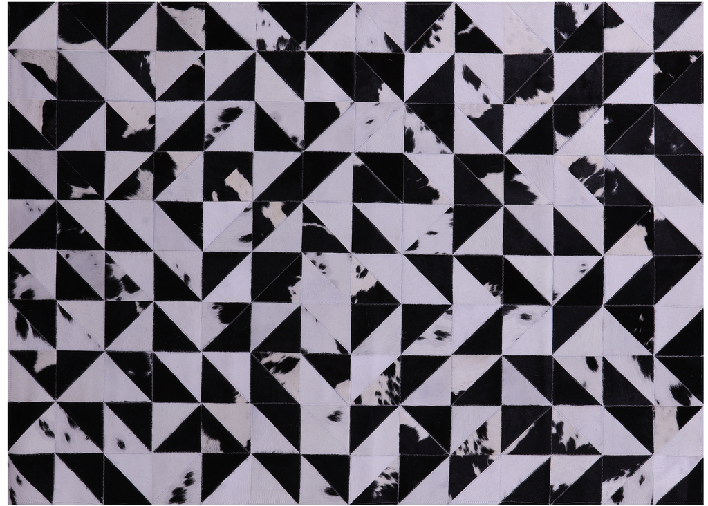 Black & White Natural Cowhide Hand Stitched Rug - Manhattan Rugs