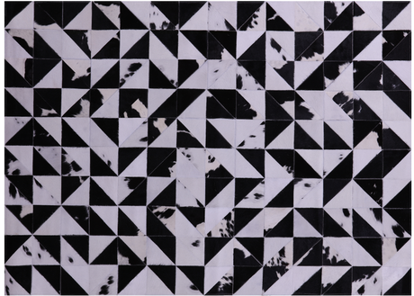 Black & White Natural Cowhide Hand Stitched Rug - Manhattan Rugs