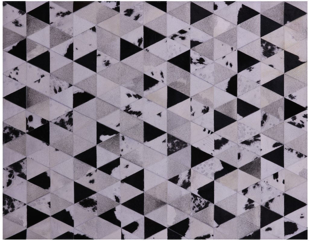 Black & White Natural Cowhide Hand Stitched Rug - Manhattan Rugs