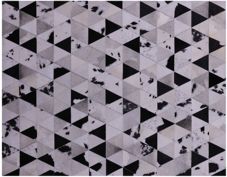 Black & White Natural Cowhide Hand Stitched Rug - Manhattan Rugs