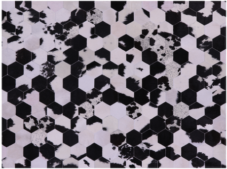Black & White With Pink Hue Natural Cowhide Hand Stitched Rug - Manhattan Rugs
