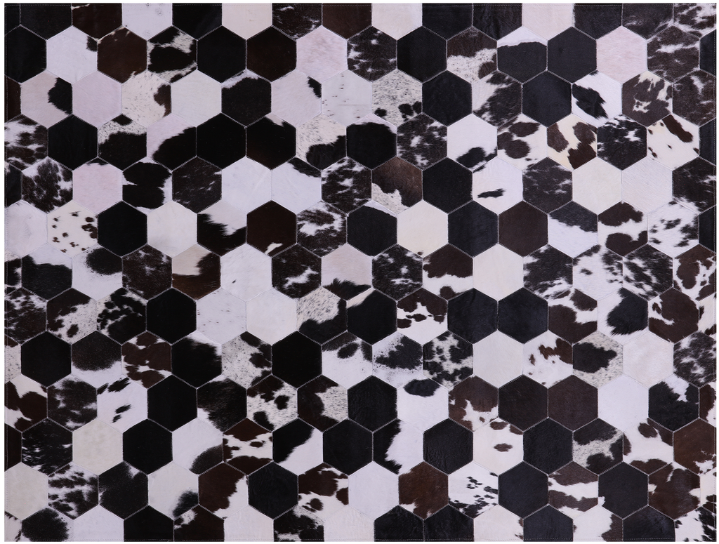 Black & White With Pink Hue Brown Natural Cowhide Hand Stitched Rug - Manhattan Rugs