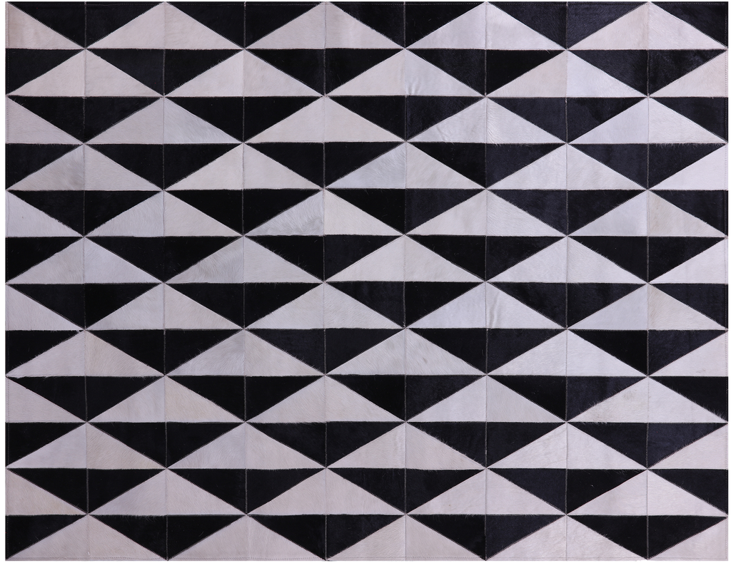 Black & White Natural Cowhide Hand Stitched Rug - Manhattan Rugs