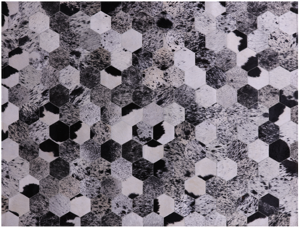 Black & White Salt & Pepper Natural Cowhide Hand Stitched Rug - Manhattan Rugs