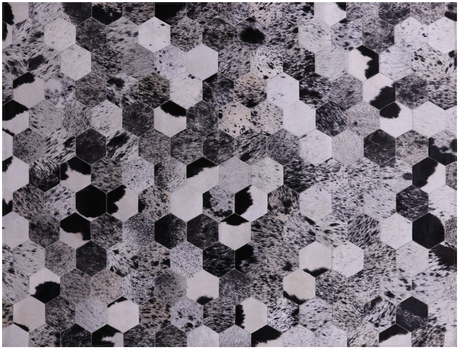 Black & White Salt & Pepper Natural Cowhide Hand Stitched Rug - Manhattan Rugs